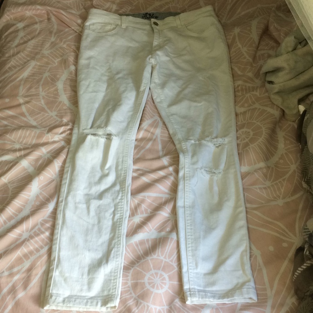 White ripped jeans